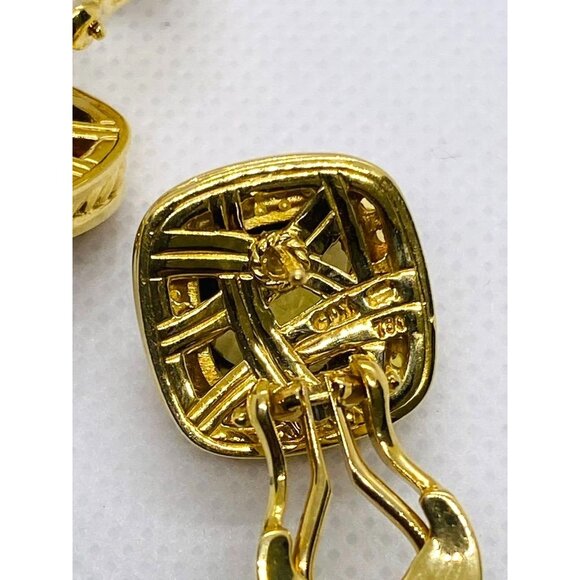David Yurman Albion Earrings 18KT Yellow Gold 750 Citrine Omega Backs. - Picture 8 of 11